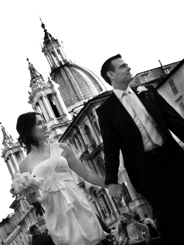 black and white photo wedding rome